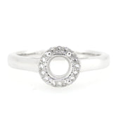 14K White Gold Semi Mount Ring Setting Round RD 6x6mm Syzjewelry